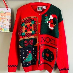 Christmas red sweater cardigan m